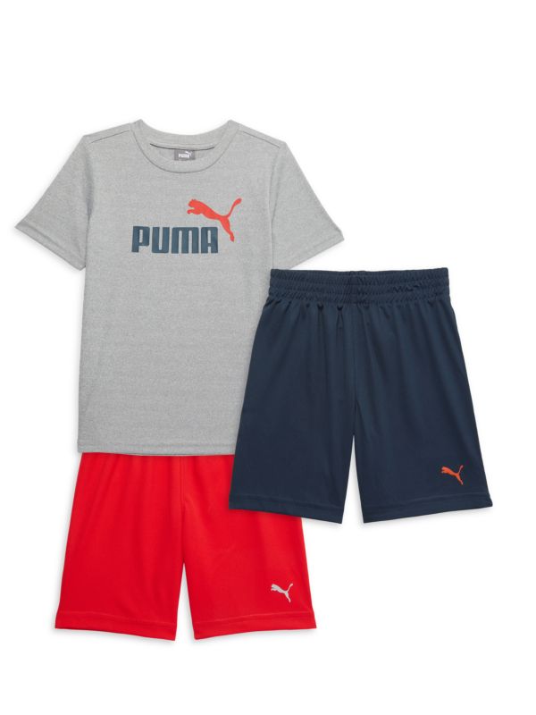 Puma Little Boy's 3-Piece Logo Tee & Shorts Set